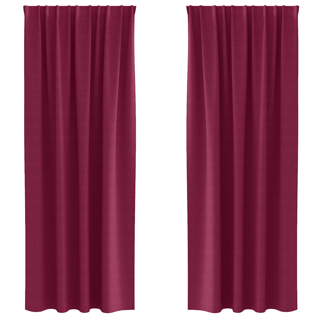 Fekete Függöny Gyűrűkkel 2 pcs Bordó 225 x 140 cm Poliészter