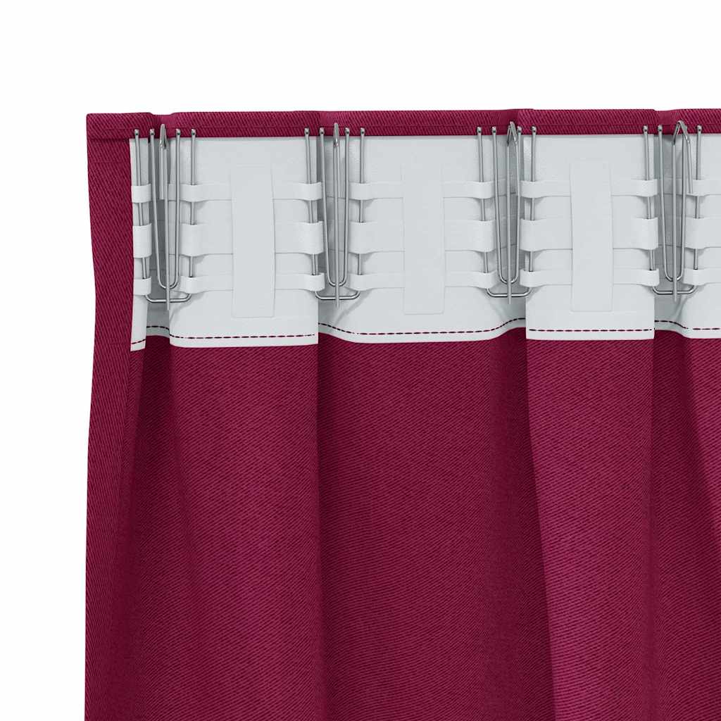 Fekete Függöny Gyűrűkkel 2 pcs Bordó 245 x 140 cm Poliészter