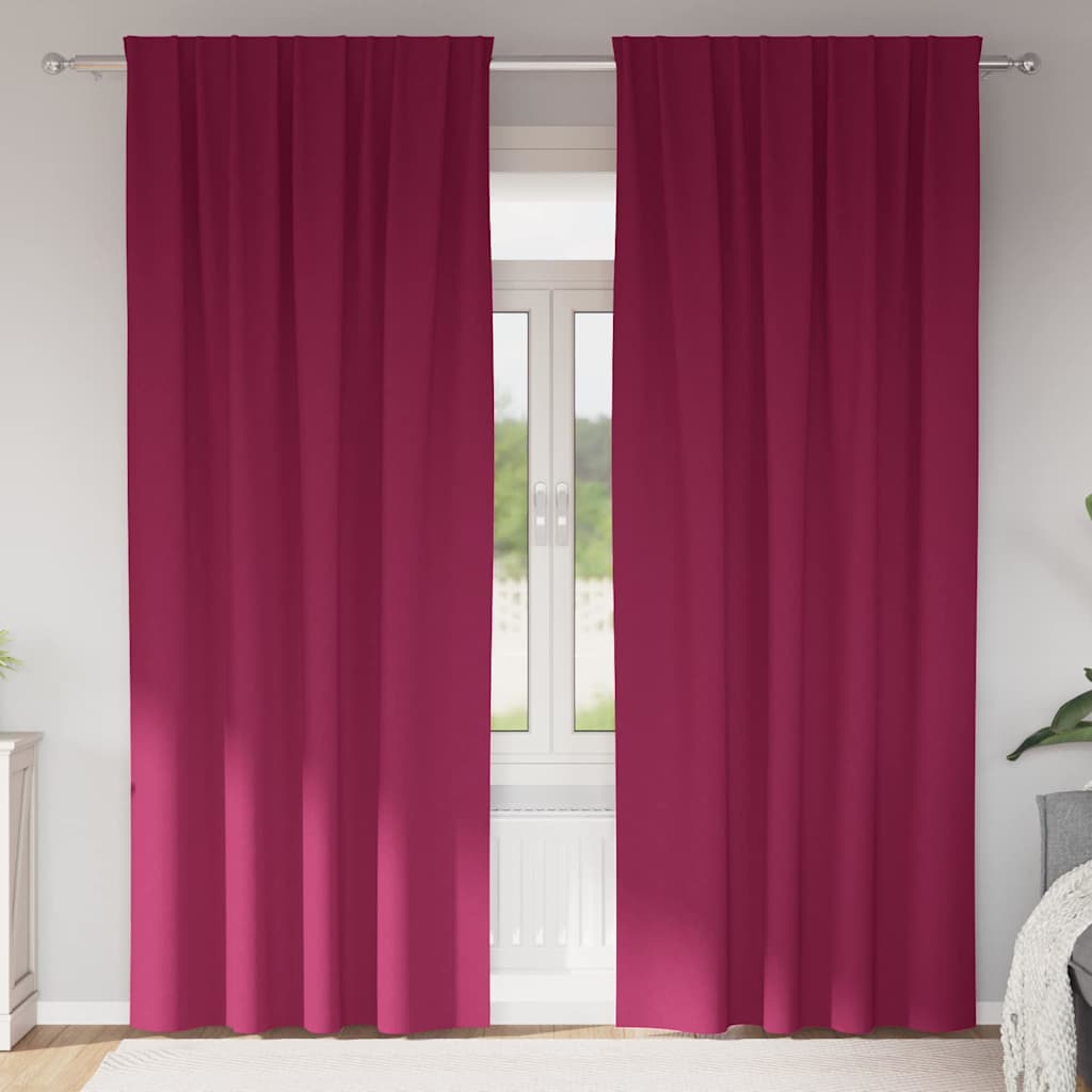 Fekete Függöny Gyűrűkkel 2 pcs Bordó 245 x 140 cm Poliészter