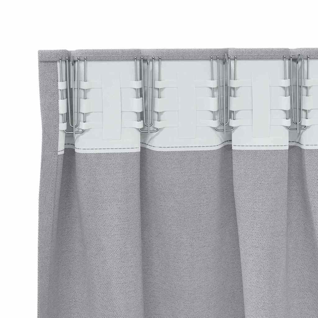 Fekete Függöny Gyűrűkkel 2 pcs Fém Szürke 175 x 140 cm