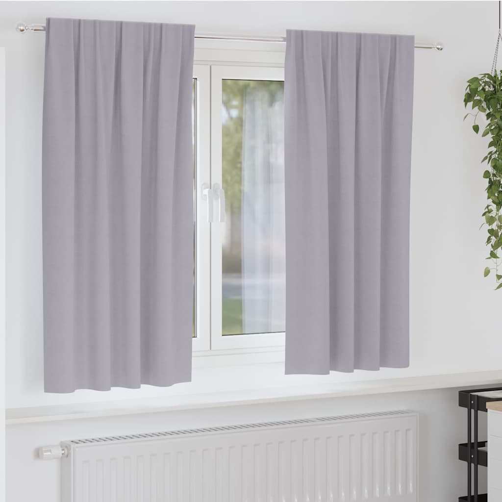 Fekete Függöny Gyűrűkkel 2 pcs Fém Szürke 175 x 140 cm