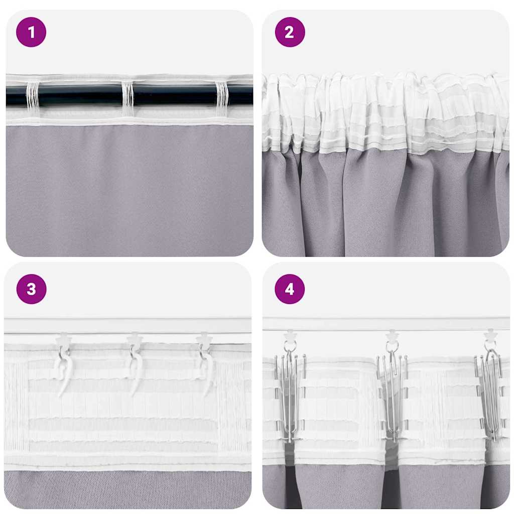 Fekete Függöny Gyűrűkkel 2 pcs Fém Szürke 245 x 140 cm