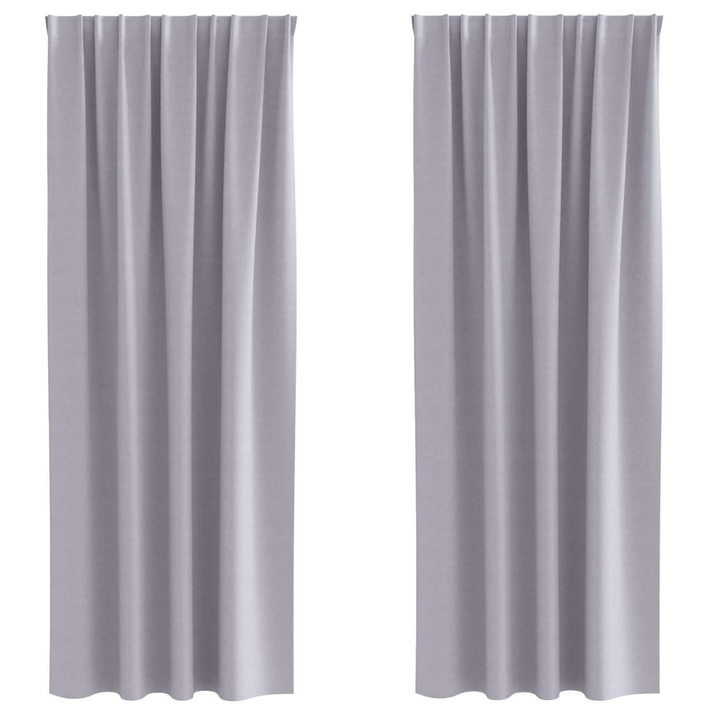 Fekete Függöny Gyűrűkkel 2 pcs Fém Szürke 245 x 140 cm