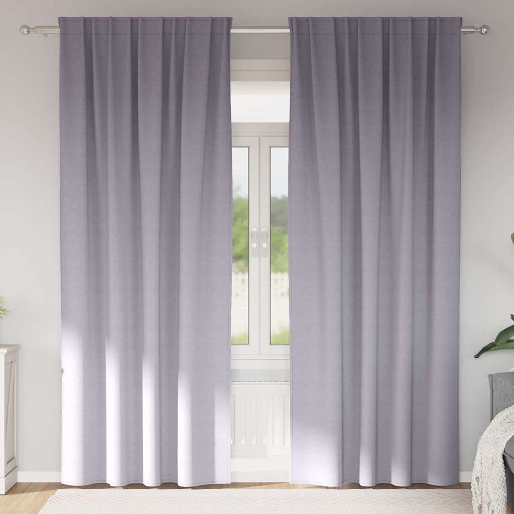 Fekete Függöny Gyűrűkkel 2 pcs Fém Szürke 260 x 140 cm