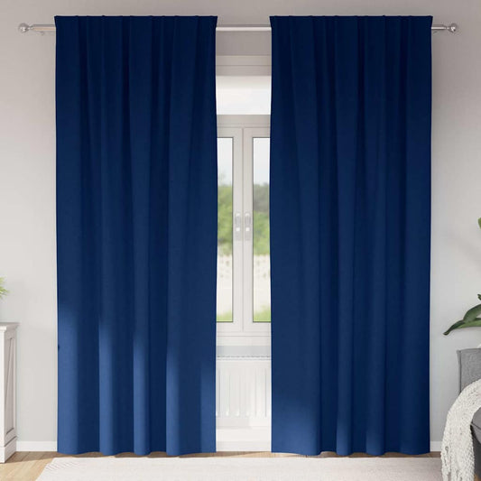 Fekete Függöny Gyűrűkkel 2 pcs Sötét kék 225 x 140 cm