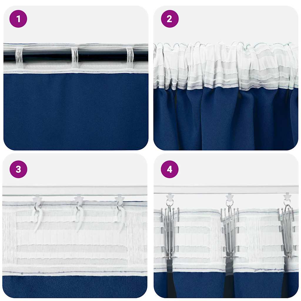 Fekete Függöny Gyűrűkkel 2 pcs Sötét kék 245 x 140 cm