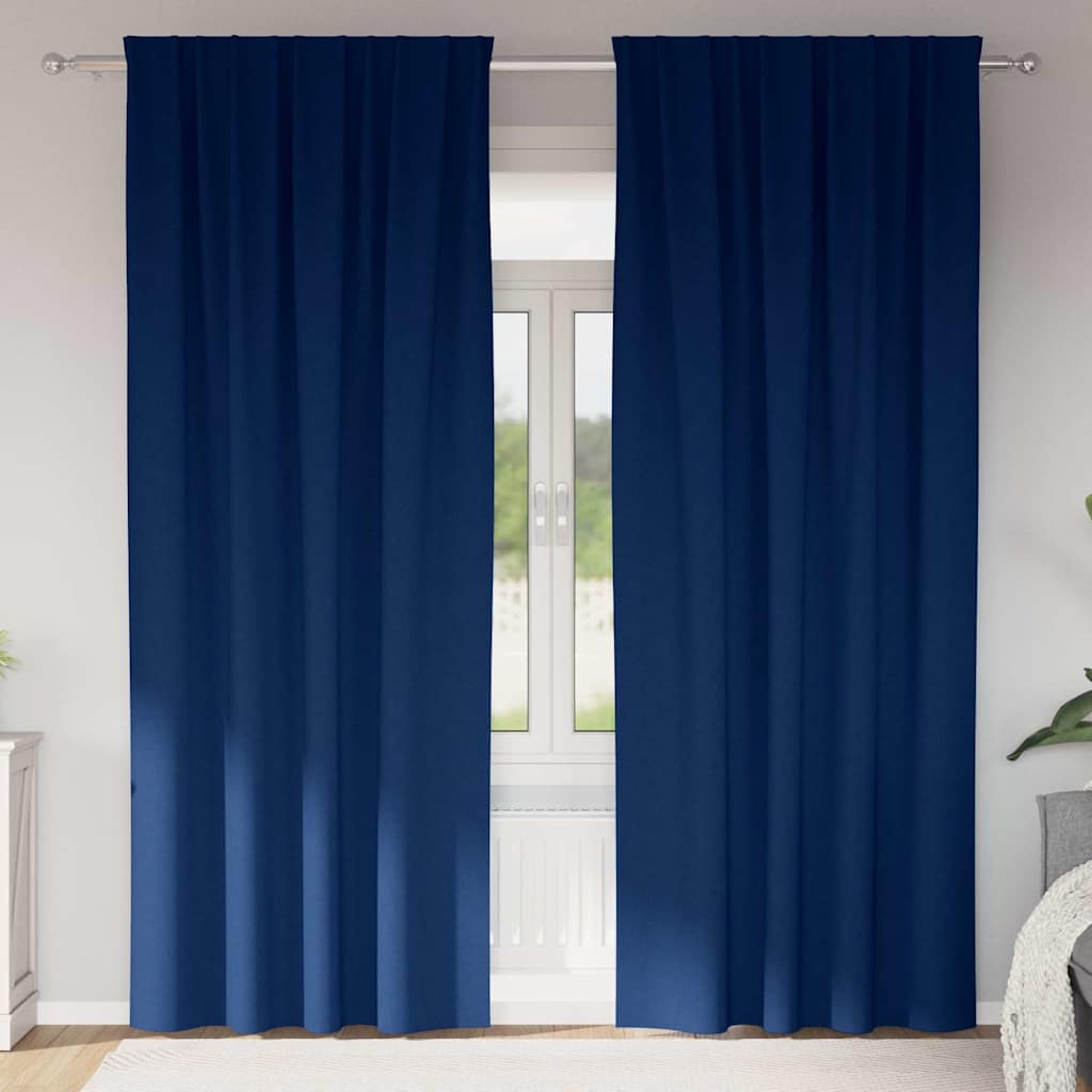Fekete Függöny Gyűrűkkel 2 pcs Sötét kék 260 x 140 cm