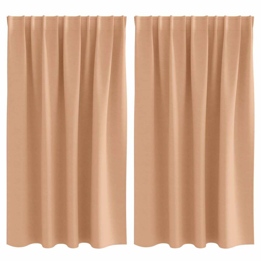 Fekete Függöny Gyűrűkkel 2 pcs Világos Barna 140 x 140 cm