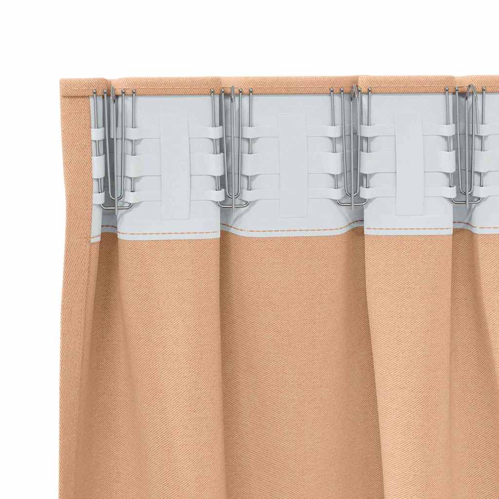 Fekete Függöny Gyűrűkkel 2 pcs Világos Barna 245 x 140 cm