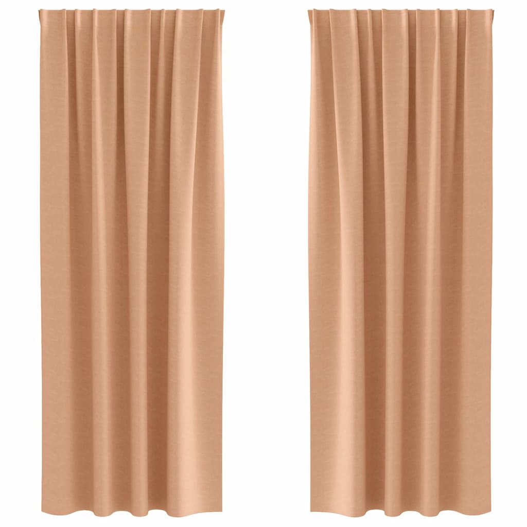 Fekete Függöny Gyűrűkkel 2 pcs Világos Barna 260 x 140 cm