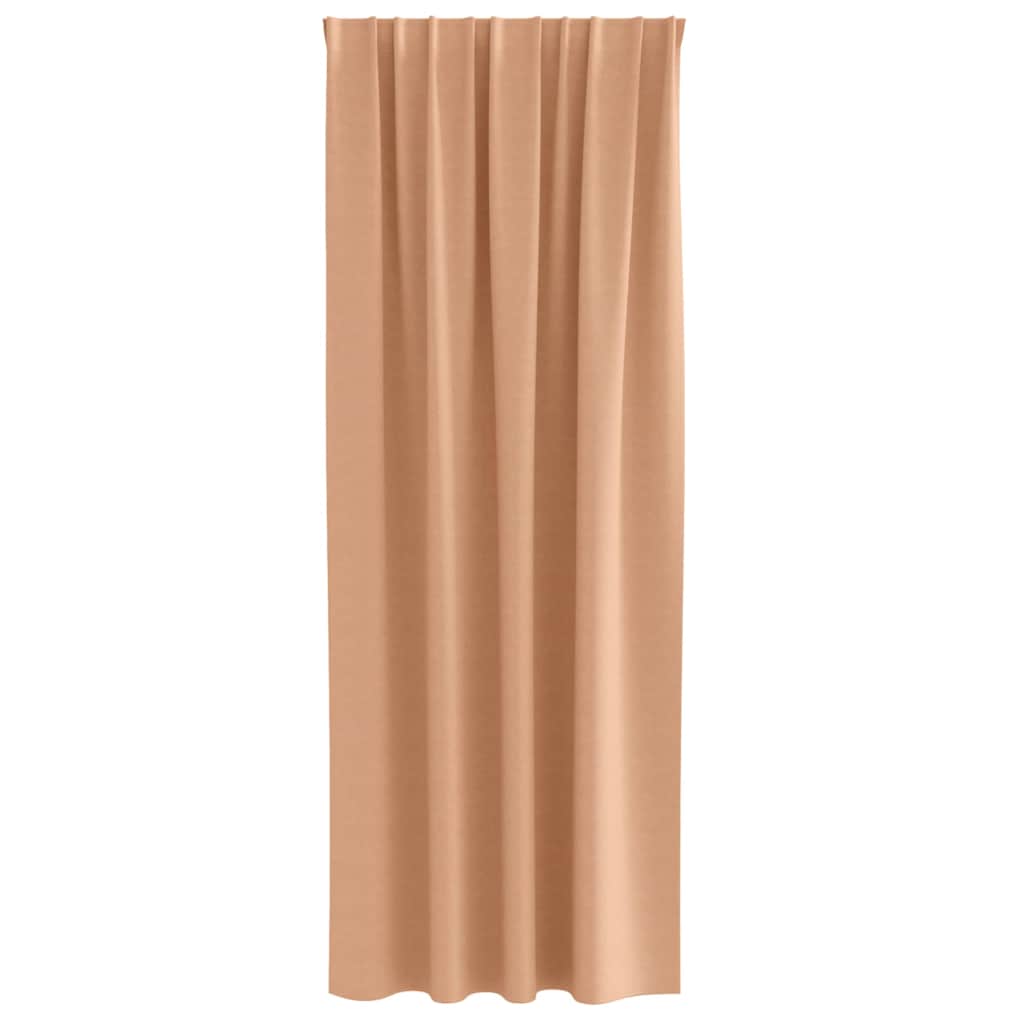 Fekete Függöny Gyűrűkkel 2 pcs Világos Barna 260 x 140 cm