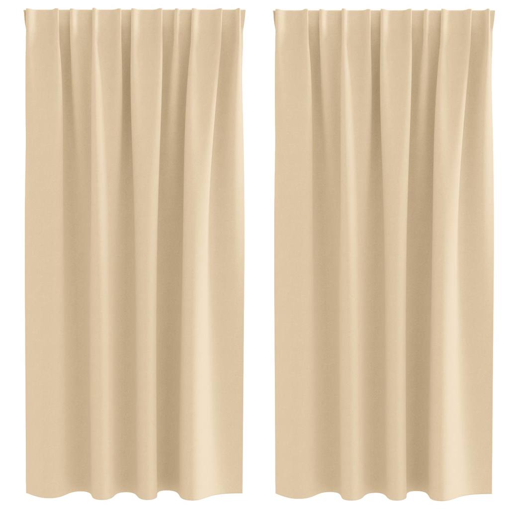 Fekete Függöny Gyűrűkkel 2 pcs Krém 175 x 140 cm Poliészter