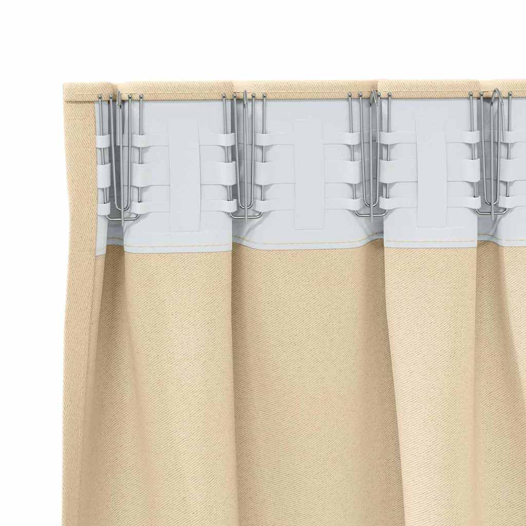 Fekete Függöny Gyűrűkkel 2 pcs Krém 225 x 140 cm Poliészter