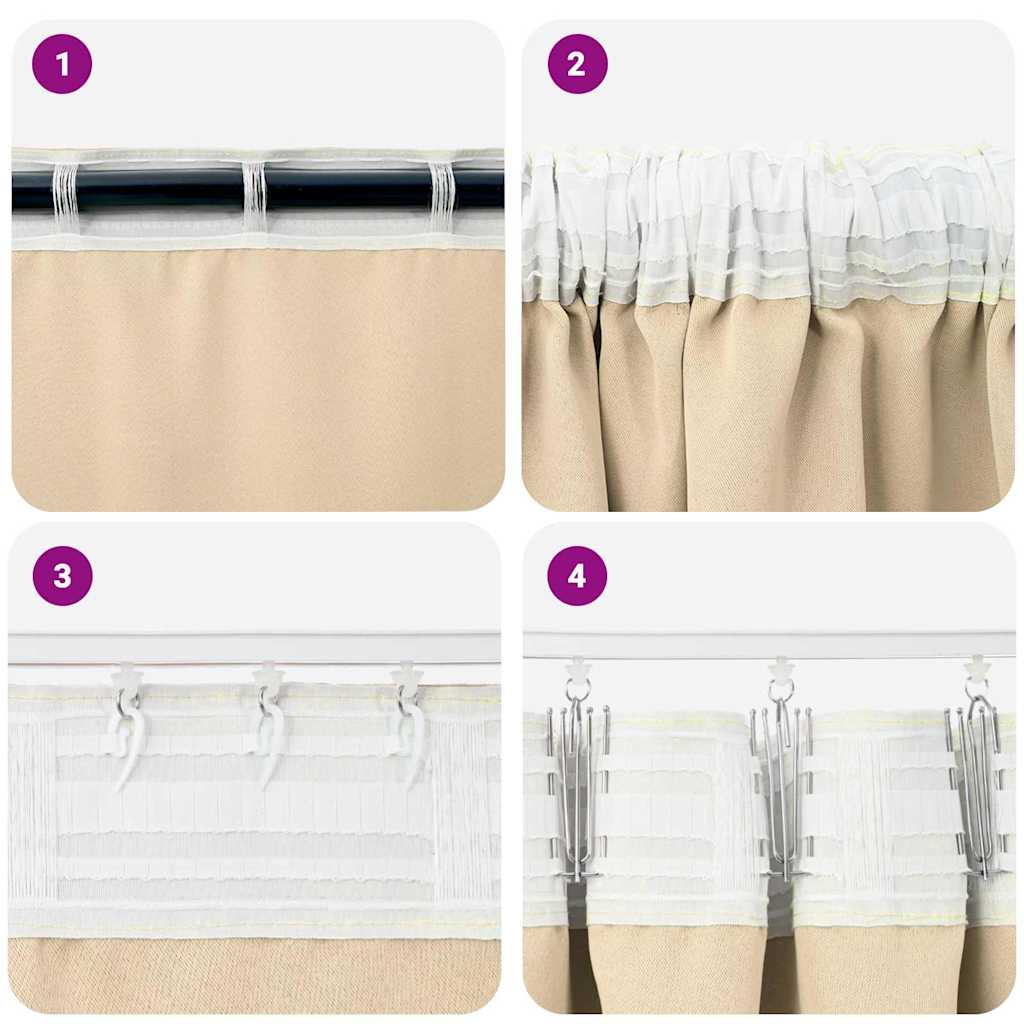 Fekete Függöny Gyűrűkkel 2 pcs Krém 225 x 140 cm Poliészter