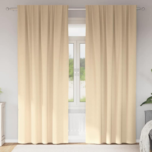 Fekete Függöny Gyűrűkkel 2 pcs Krém 245 x 140 cm Poliészter