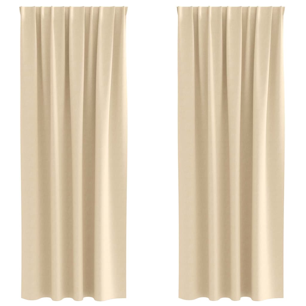 Fekete Függöny Gyűrűkkel 2 pcs Krém 245 x 140 cm Poliészter