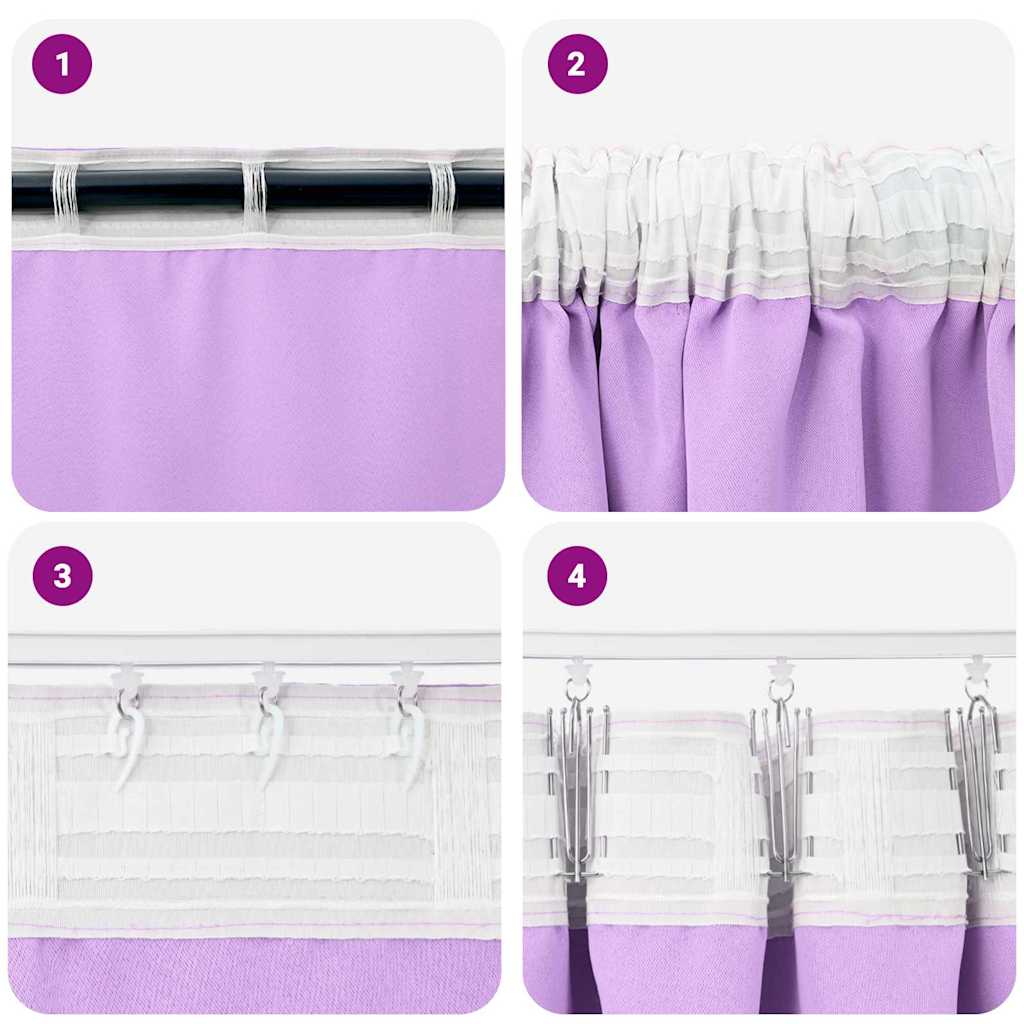 Fekete Függöny Gyűrűkkel 2 pcs Lila 245 x 140 cm Poliészter