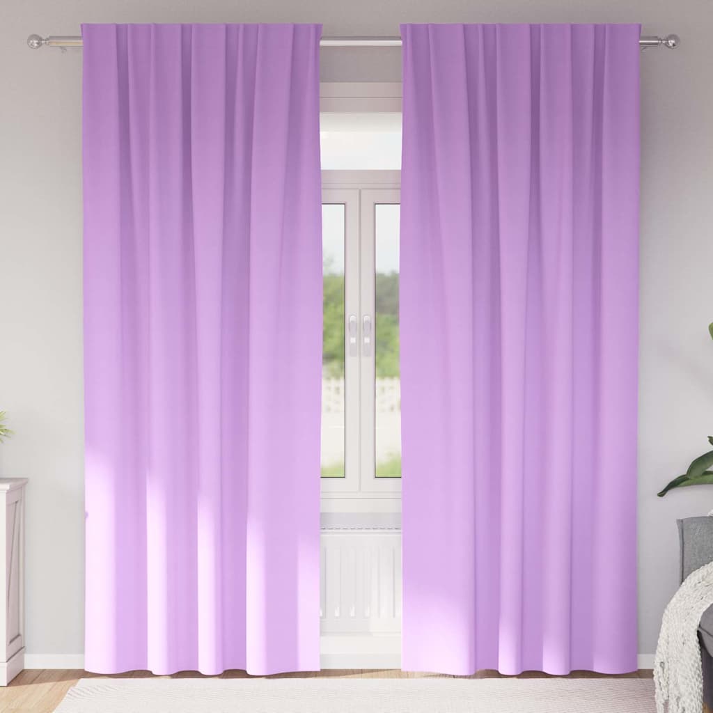 Fekete Függöny Gyűrűkkel 2 pcs Lila 245 x 140 cm Poliészter