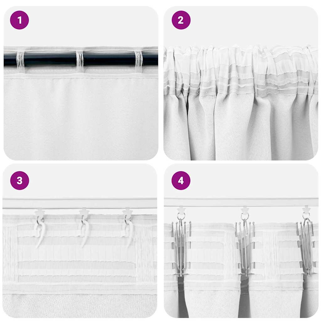 Fekete Függöny Gyűrűkkel 2 pcs Fényes fehér 175 x 140 cm