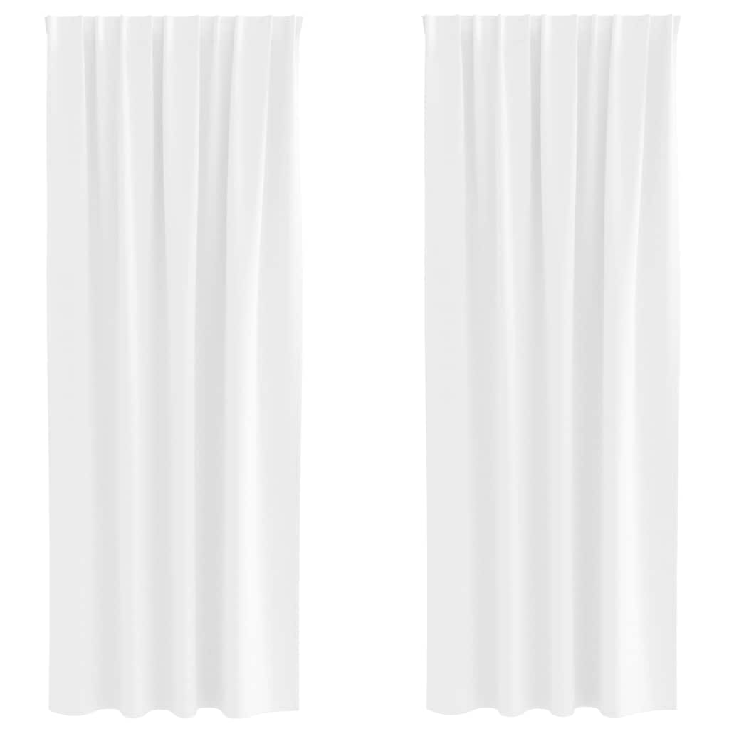 Fekete Függöny Gyűrűkkel 2 pcs Tiszta Fehér 225 x 140 cm