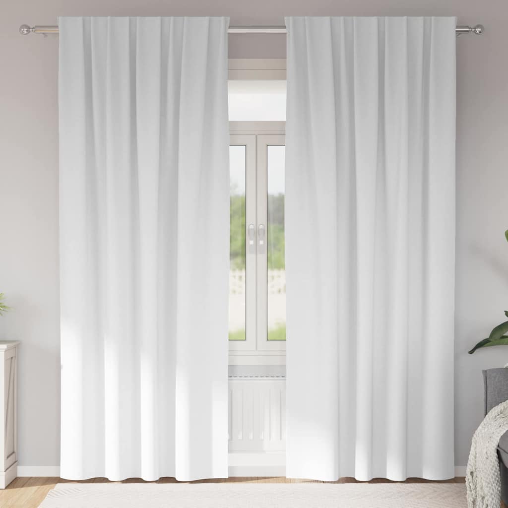 Fekete Függöny Gyűrűkkel 2 pcs Fényes fehér 260 x 140 cm