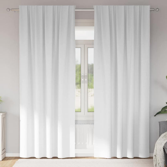 Fekete Függöny Gyűrűkkel 2 pcs Fényes fehér 260 x 140 cm