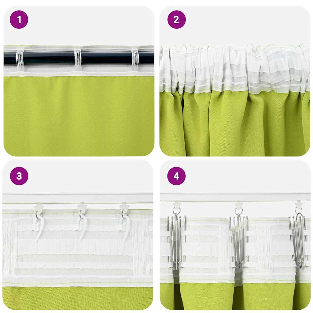 Fekete Függöny Gyűrűkkel 2 pcs Zöld 245 x 140 cm Poliészter