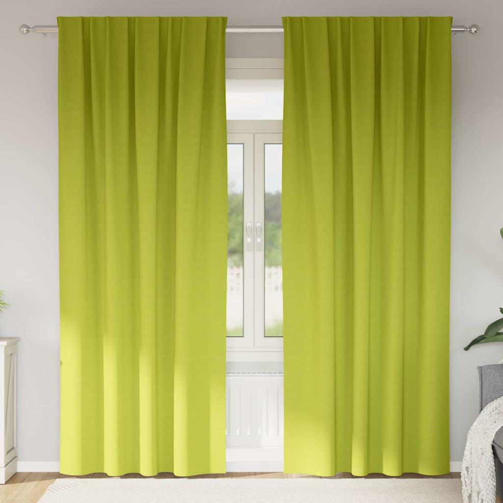Fekete Függöny Gyűrűkkel 2 pcs Zöld 245 x 140 cm Poliészter