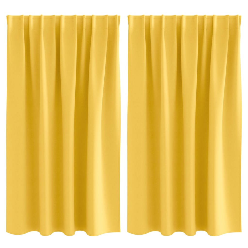Fekete Függöny Gyűrűkkel 2 pcs Mustár sárga 140 x 140 cm