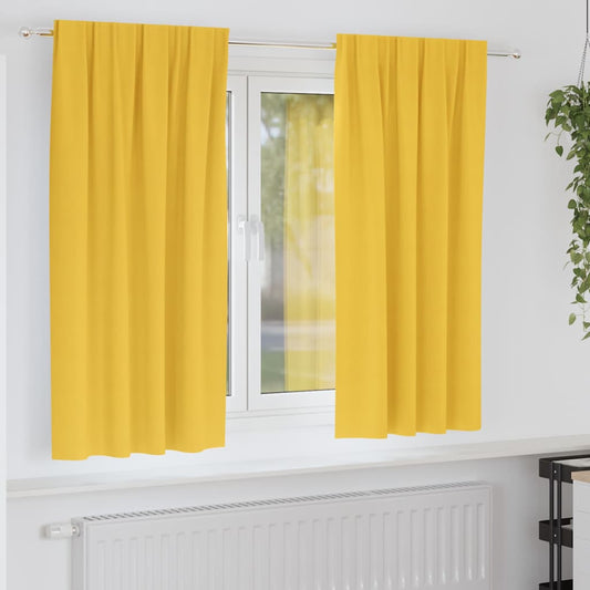 Fekete Függöny Gyűrűkkel 2 pcs Mustár sárga 175 x 140 cm