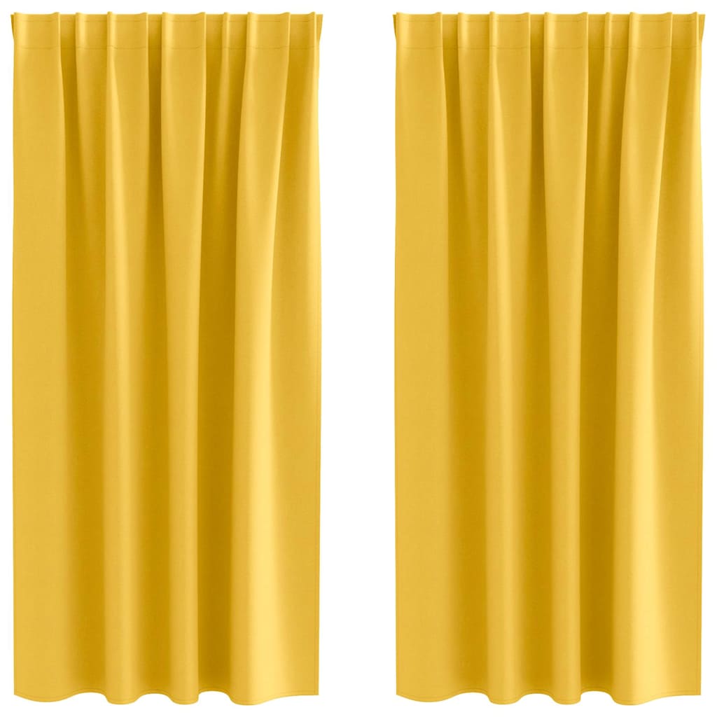 Fekete Függöny Gyűrűkkel 2 pcs Mustár sárga 175 x 140 cm