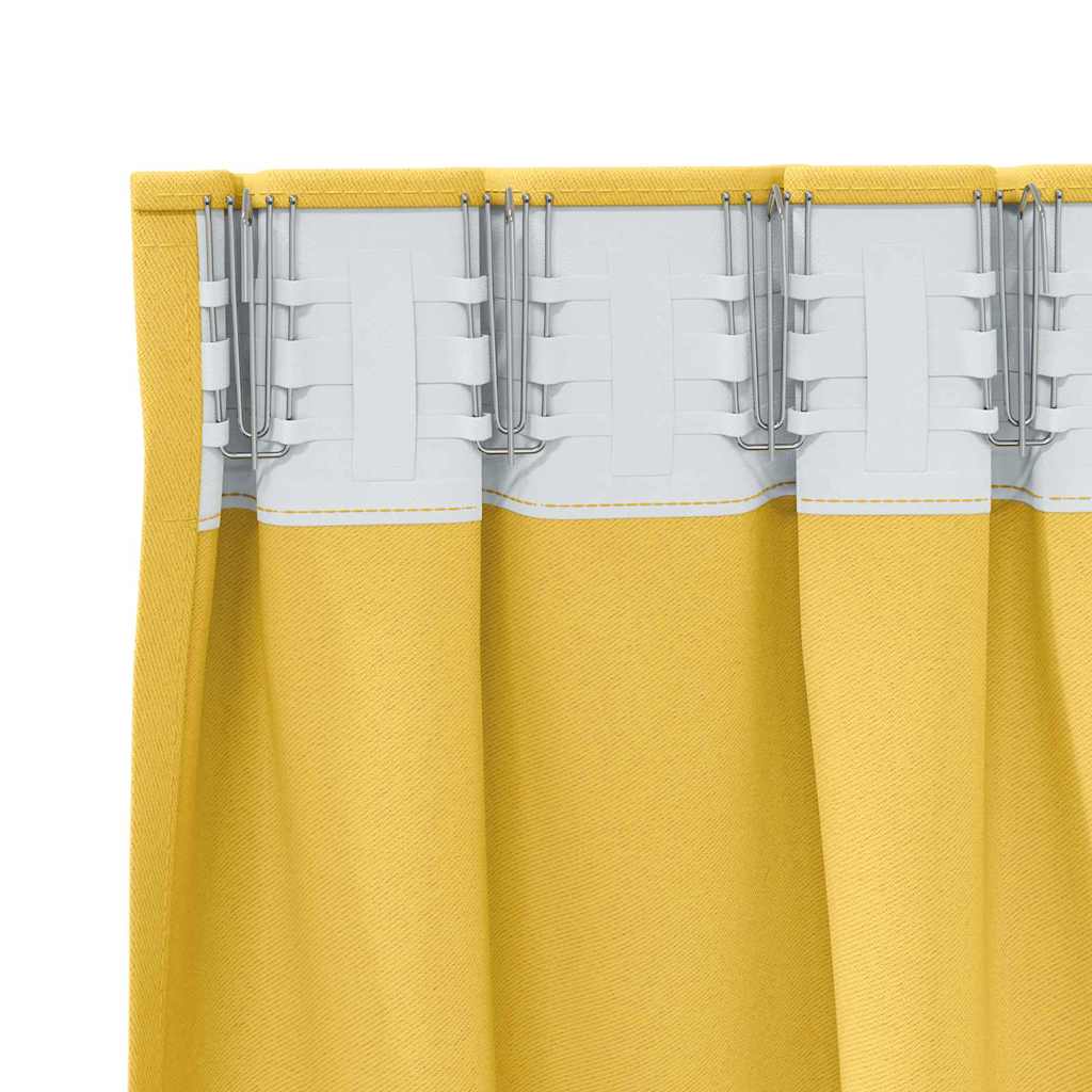Fekete Függöny Gyűrűkkel 2 pcs Mustár sárga 225 x 140 cm
