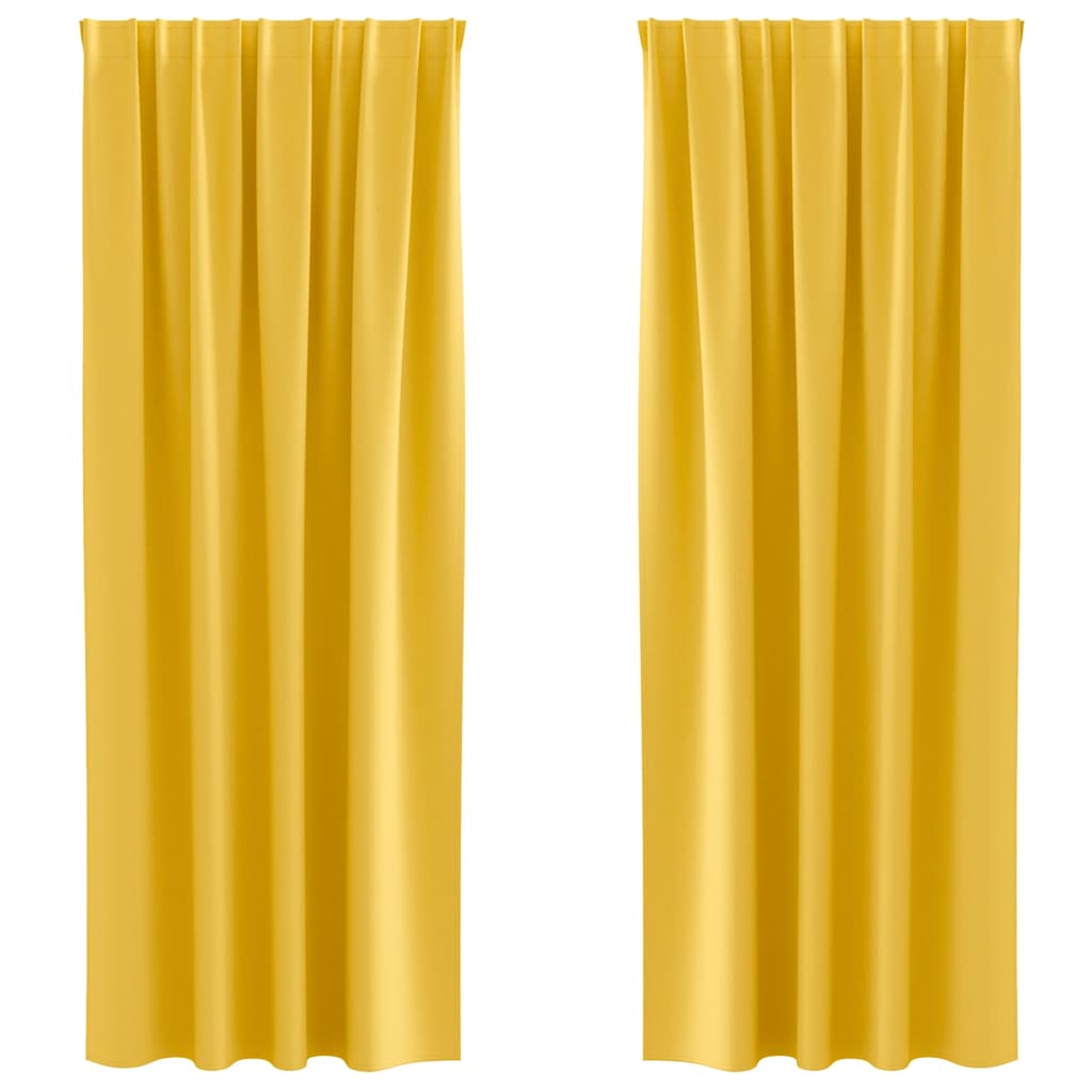 Fekete Függöny Gyűrűkkel 2 pcs Mustár sárga 225 x 140 cm