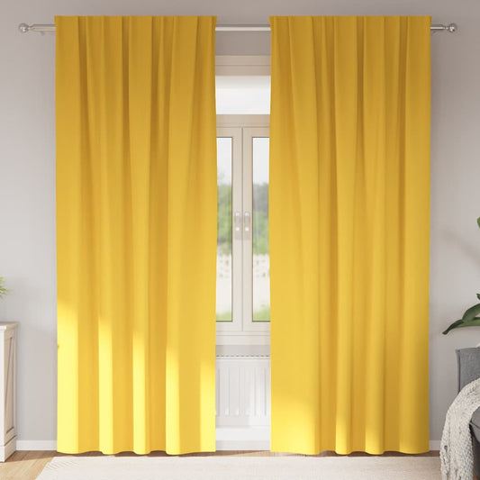 Fekete Függöny Gyűrűkkel 2 pcs Mustár sárga 245 x 140 cm