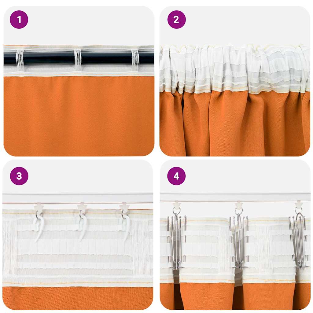 Fekete Függöny Gyűrűkkel 2 pcs Narancssárga 175 x 140 cm