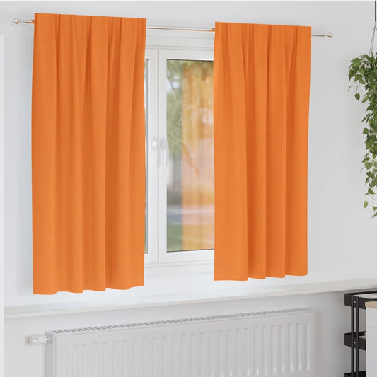 Fekete Függöny Gyűrűkkel 2 pcs Narancssárga 175 x 140 cm