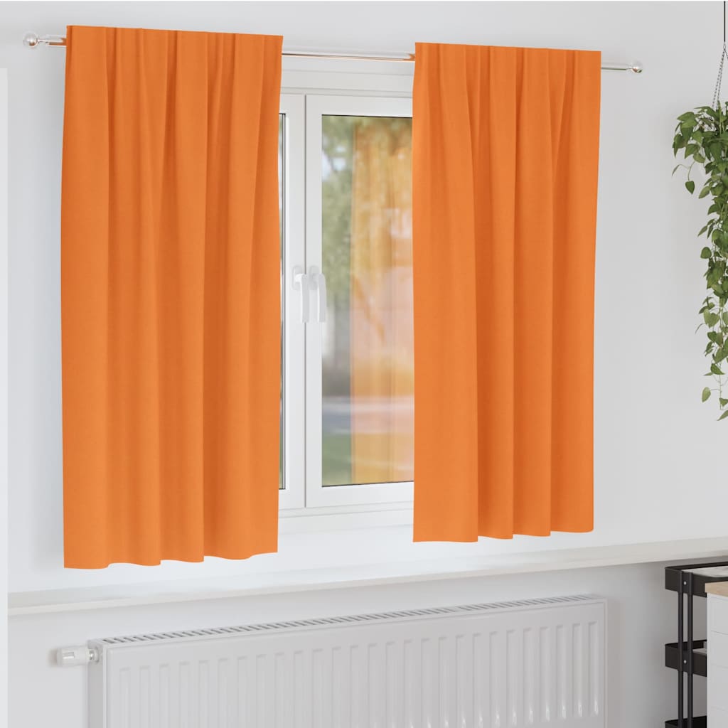 Fekete Függöny Gyűrűkkel 2 pcs Narancssárga 175 x 140 cm