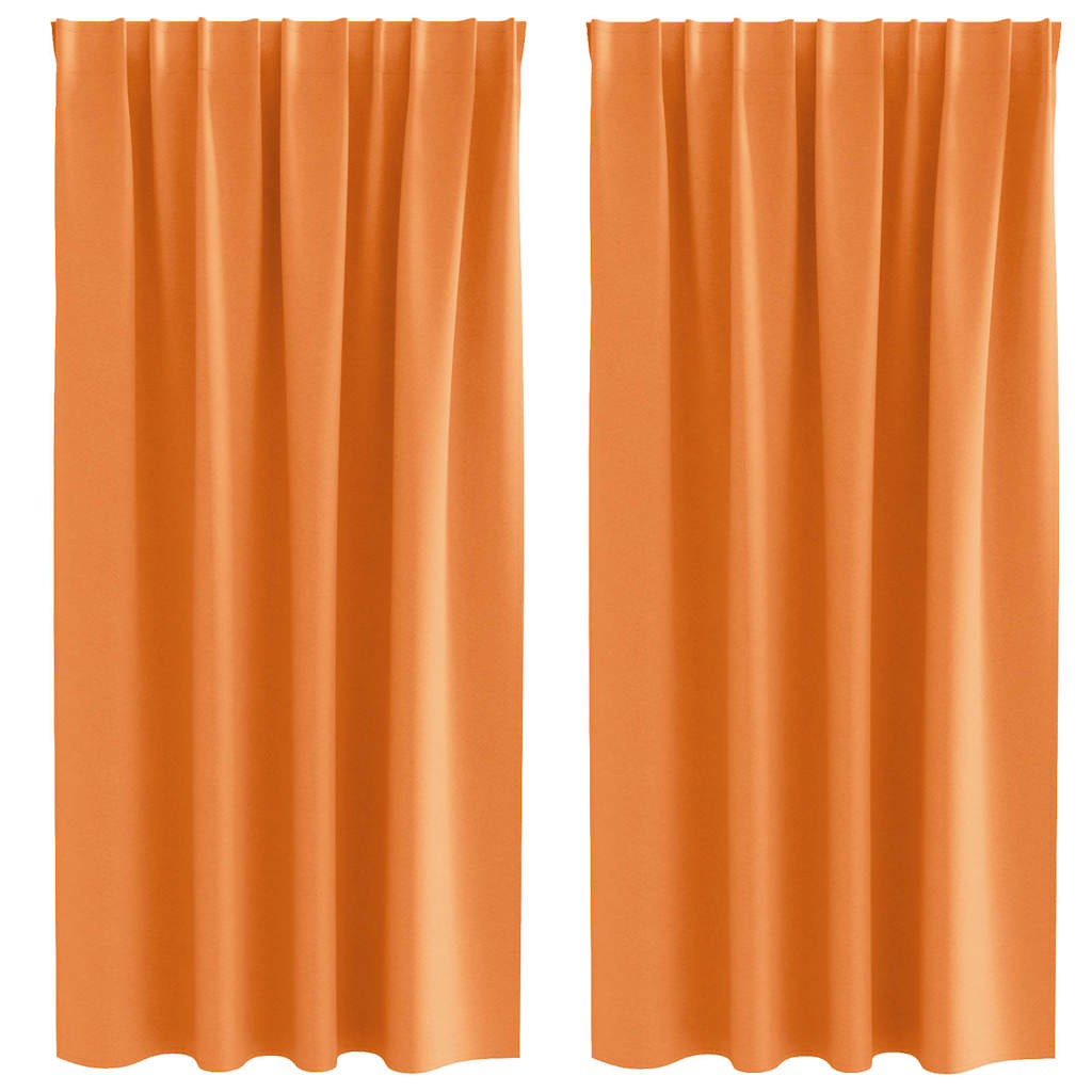 Fekete Függöny Gyűrűkkel 2 pcs Narancssárga 175 x 140 cm