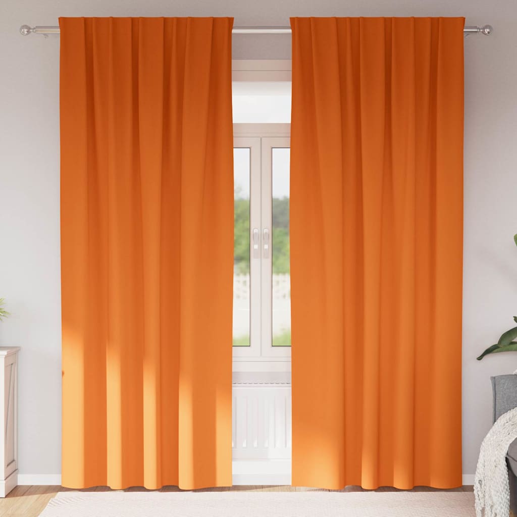 Fekete Függöny Gyűrűkkel 2 pcs Élénk narancs 245 x 140 cm