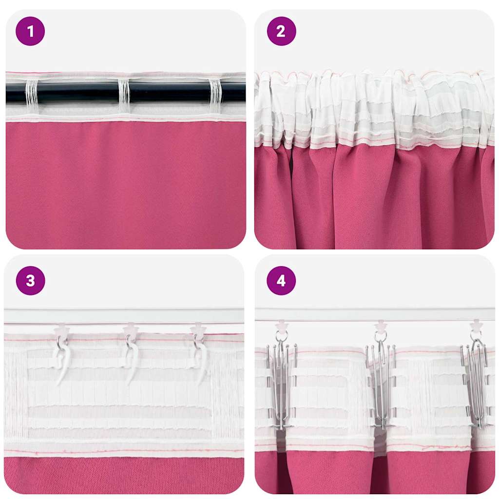 Fekete Függöny Gyűrűkkel 2 pcs Élénk rózsaszín 140 x 140 cm