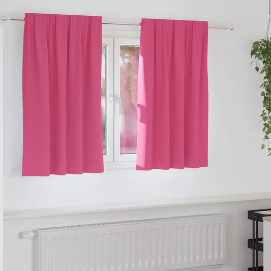 Fekete Függöny Gyűrűkkel 2 pcs Élénk rózsaszín 140 x 140 cm