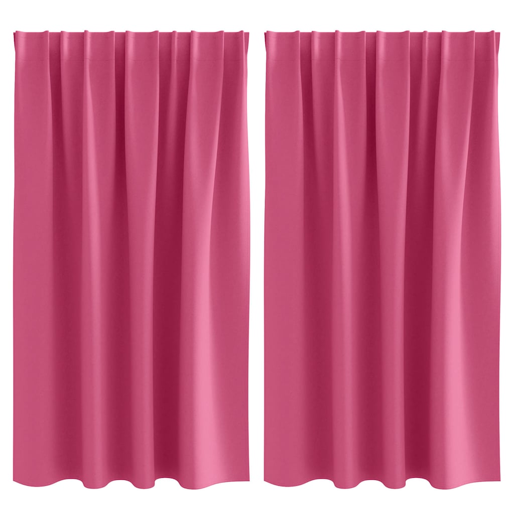 Fekete Függöny Gyűrűkkel 2 pcs Élénk rózsaszín 140 x 140 cm