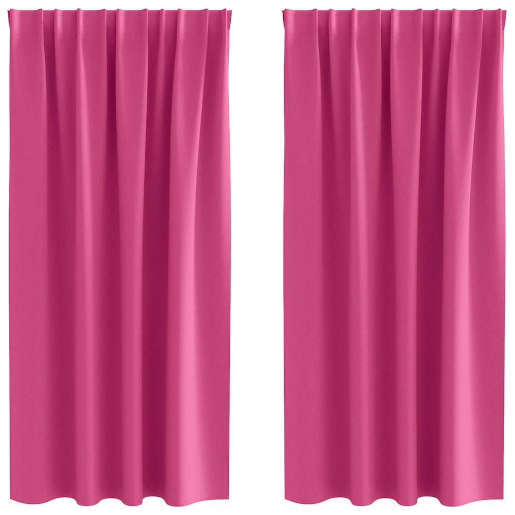 Fekete Függöny Gyűrűkkel 2 pcs Élénk rózsaszín 175 x 140 cm