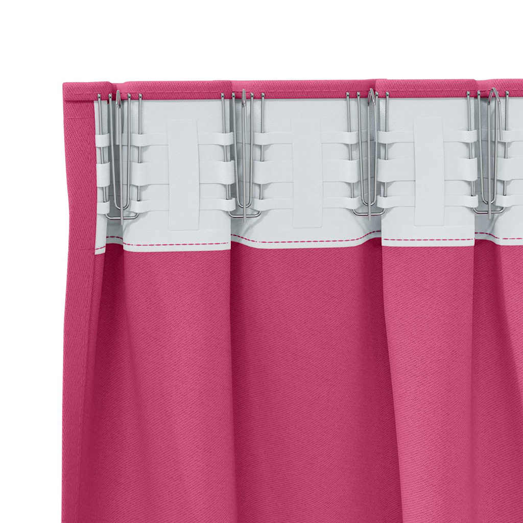 Fekete Függöny Gyűrűkkel 2 pcs Élénk rózsaszín 245 x 140 cm