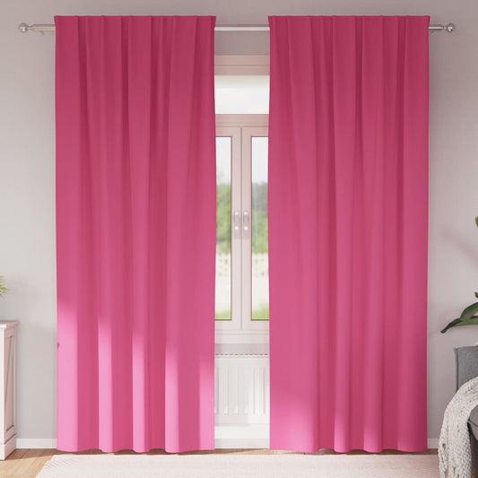 Fekete Függöny Gyűrűkkel 2 pcs Élénk rózsaszín 245 x 140 cm