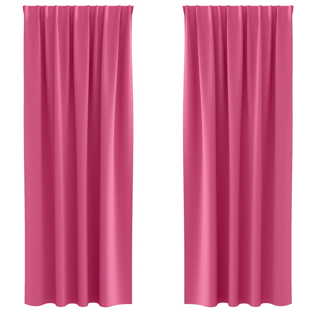 Fekete Függöny Gyűrűkkel 2 pcs Élénk rózsaszín 245 x 140 cm