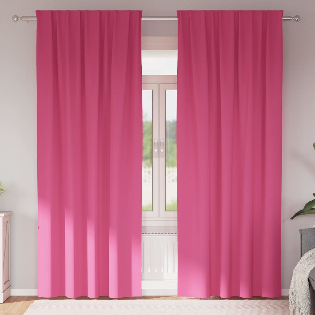 Fekete Függöny Gyűrűkkel 2 pcs Élénk rózsaszín 260 x 140 cm