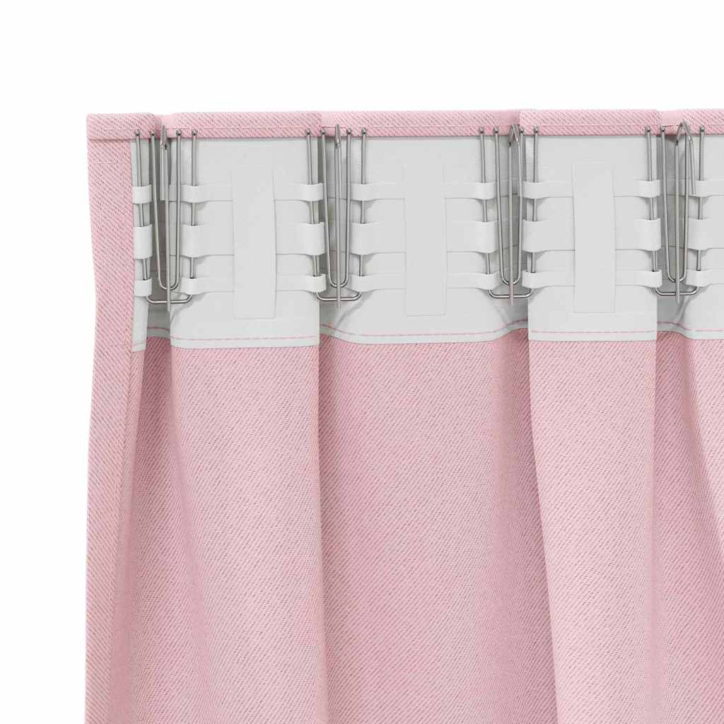Fekete Függöny Gyűrűkkel 2 db Babarózsaszín 175 x 140 cm
