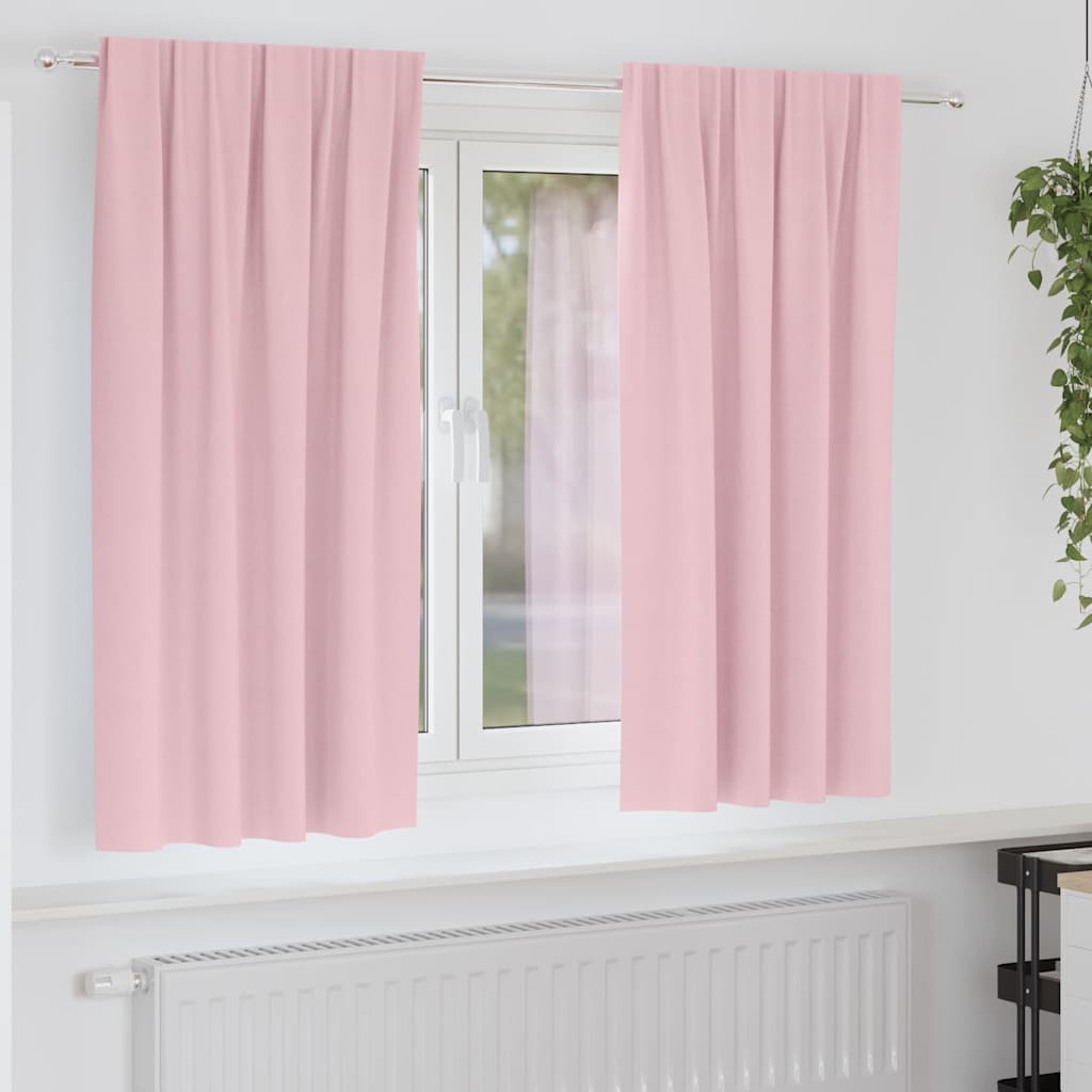 Fekete Függöny Gyűrűkkel 2 db Babarózsaszín 175 x 140 cm