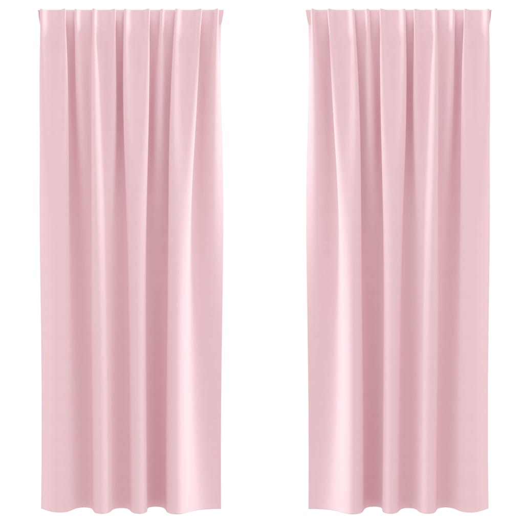 Fekete Függöny Gyűrűkkel 2 pcs Babarózsaszín 225 x 140 cm